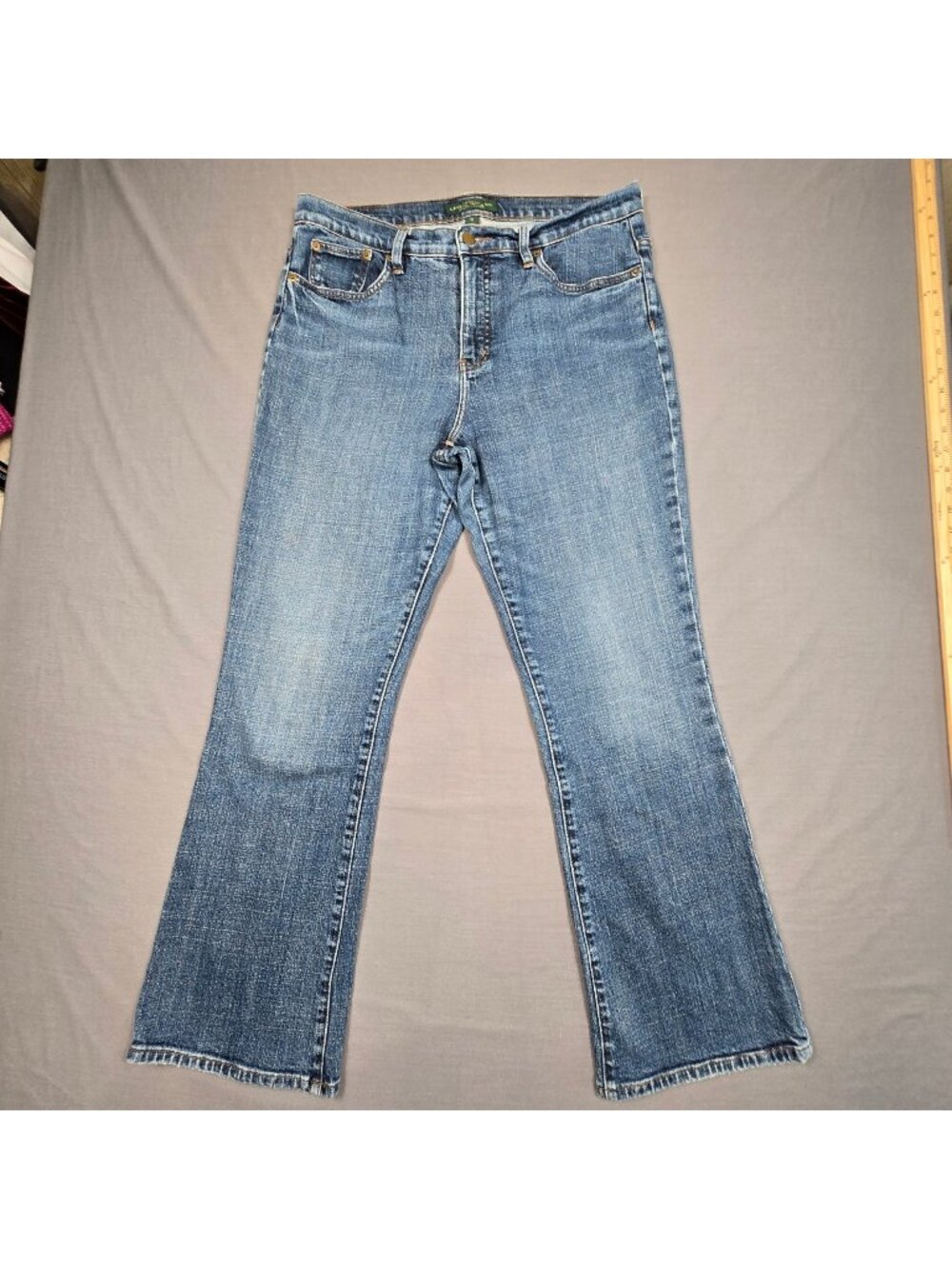 Lauren Ralph Lauren Womens Size 12 Bootcut Jeans Classic Mid Rise Blue Denim
